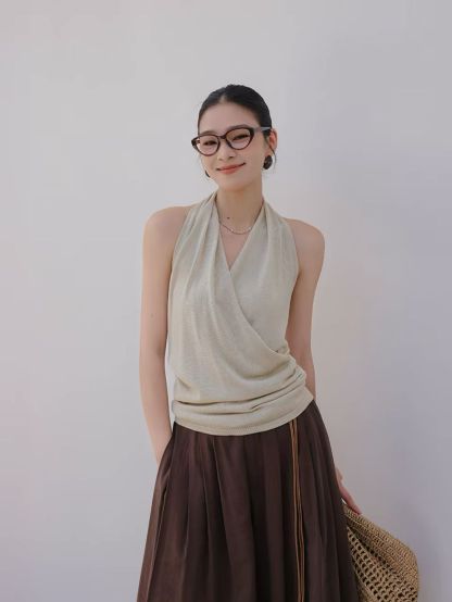 Linsey Tencel Halter Neck Knit Top