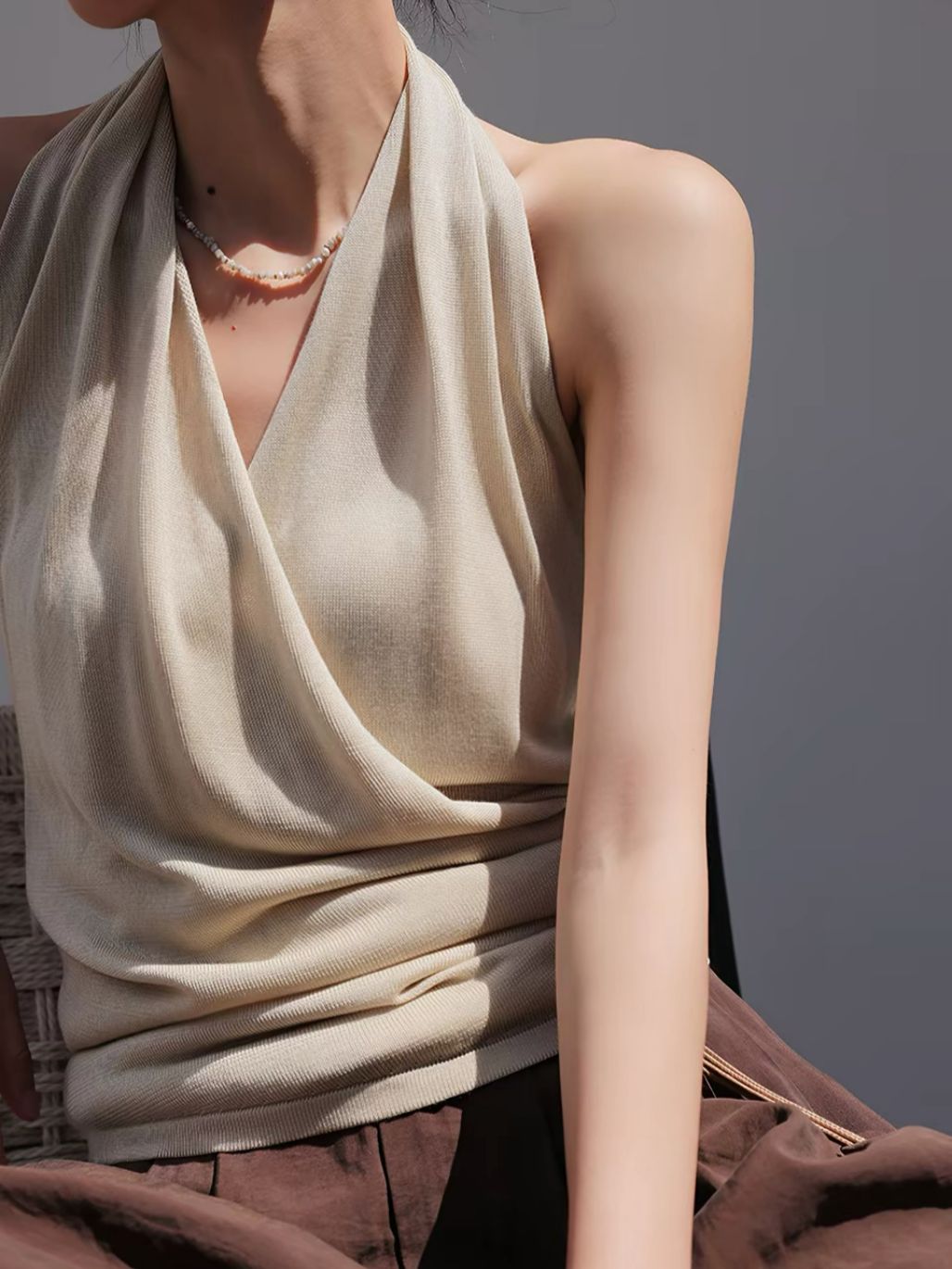 Linsey Tencel Halter Neck Knit Top