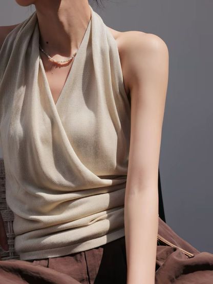 Linsey Tencel Halter Neck Knit Top