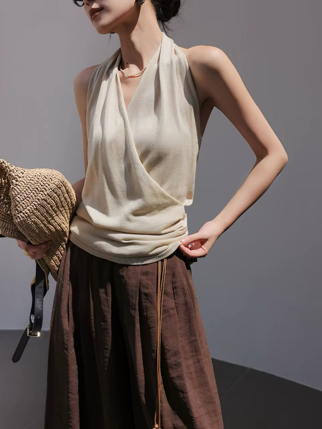 Linsey Tencel Halter Neck Knit Top