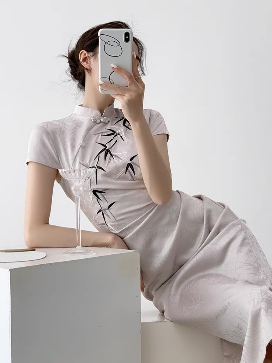 Xin Lan Bamboo Printing Cheongsam