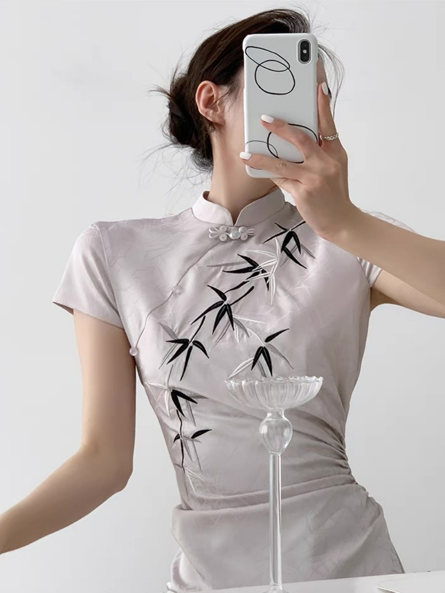 Xin Lan Bamboo Printing Cheongsam