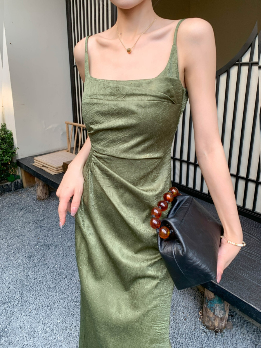 Ding Ze Square Neck Oriental Cami Dress-The Black Bow-