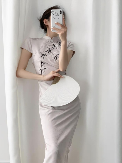Xin Lan Bamboo Printing Cheongsam