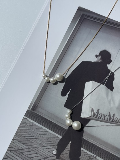 Brigitte Pearl Chain Necklace-The Black Bow-