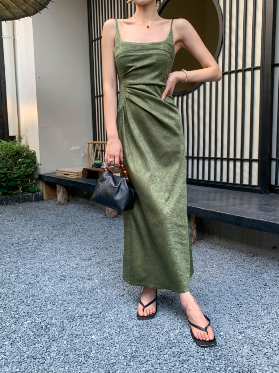 Ding Ze Square Neck Oriental Cami Dress-The Black Bow-