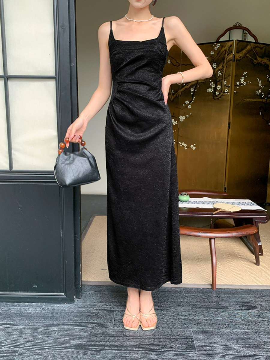 Ding Ze Square Neck Oriental Cami Dress-The Black Bow-