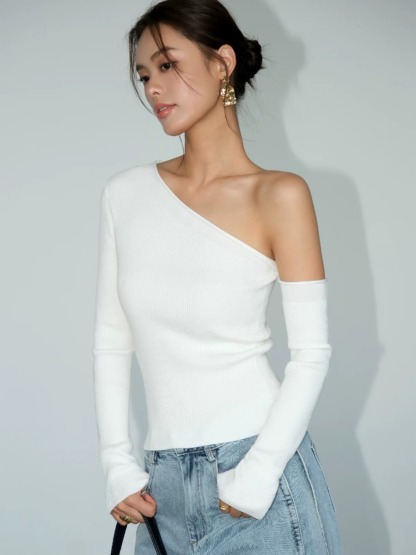 Moriah Asymmetric One Shoulder Top-The Black Bow-