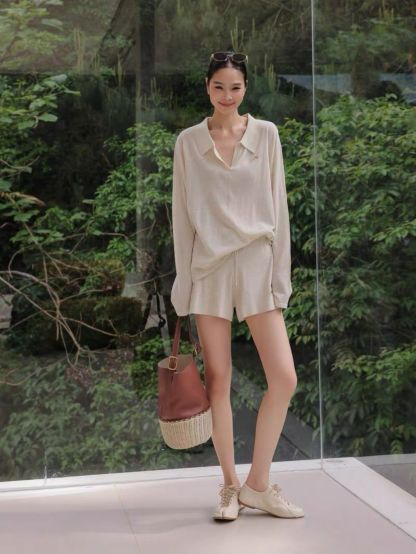 Pauren Lyocell & Linen Blend Lounge Top and Shorts