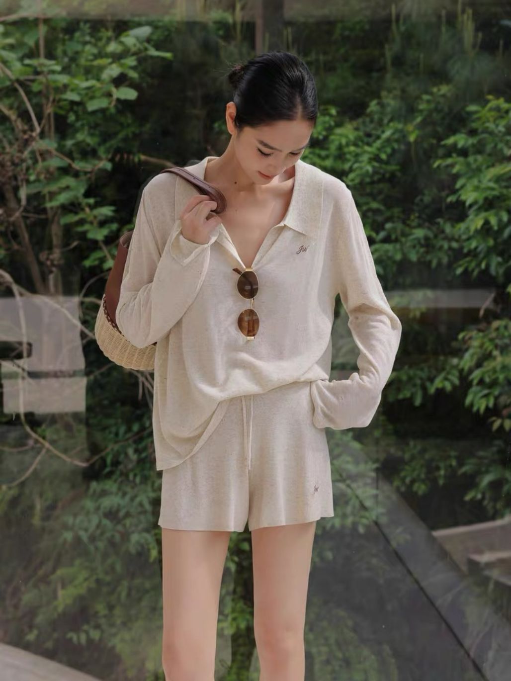 Pauren Lyocell & Linen Blend Lounge Top and Shorts