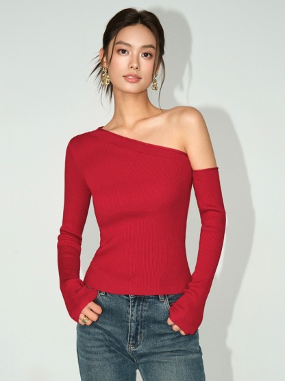 Moriah Asymmetric One Shoulder Top-The Black Bow-