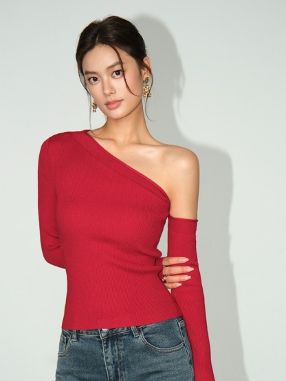 Moriah Asymmetric One Shoulder Top-The Black Bow-
