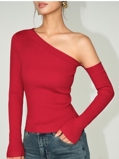 Moriah Asymmetric One Shoulder Top-The Black Bow-