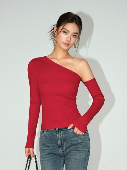 Moriah Asymmetric One Shoulder Top-The Black Bow-
