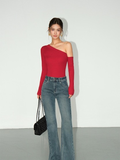 Moriah Asymmetric One Shoulder Top-The Black Bow-