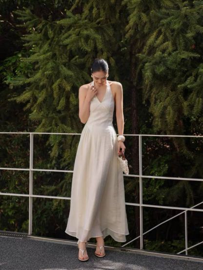 Letty Lyocel Blend Flowy Halter Neck Dress