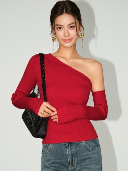 Moriah Asymmetric One Shoulder Top-The Black Bow-