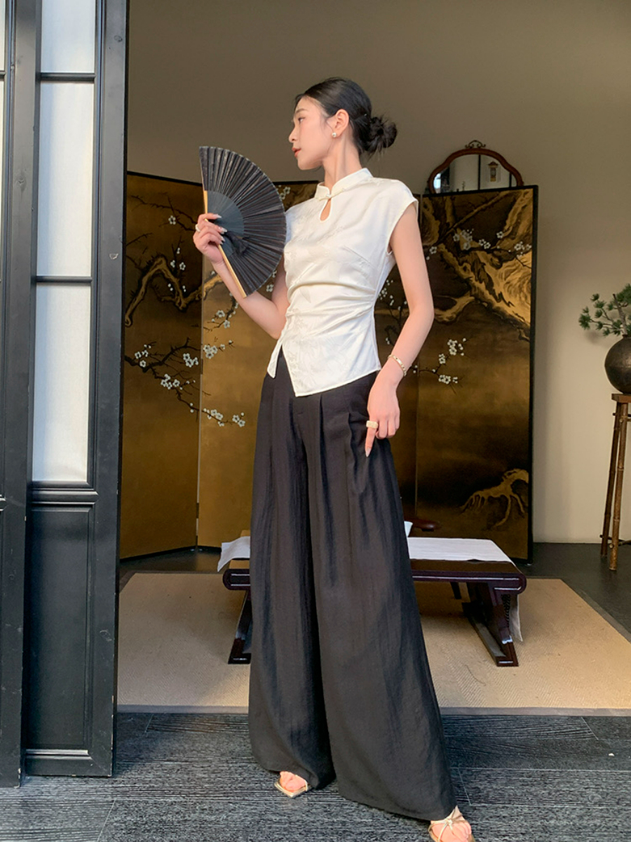 Ding Fang Cap Sleeve Oriental Top-The Black Bow-