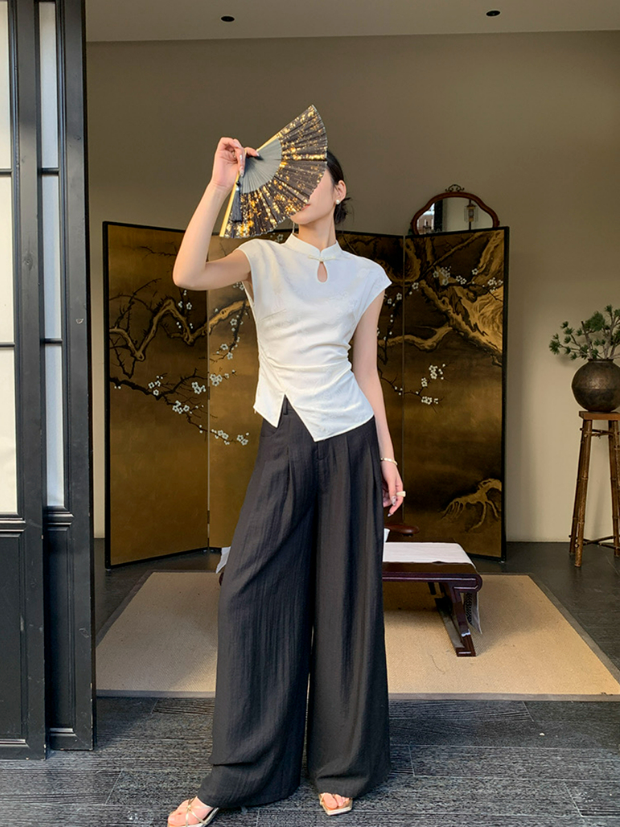 Ding Fang Cap Sleeve Oriental Top-The Black Bow-