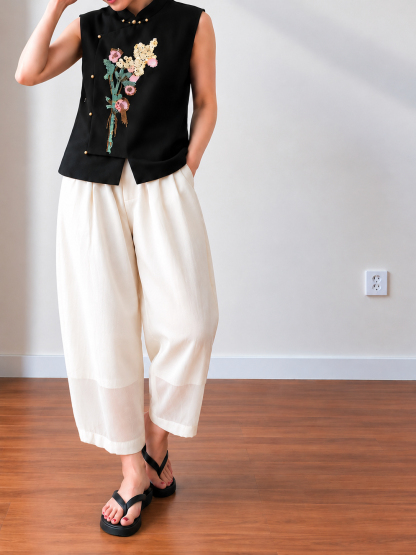 Jian Ken Relaxed Ramie Tapered Pants