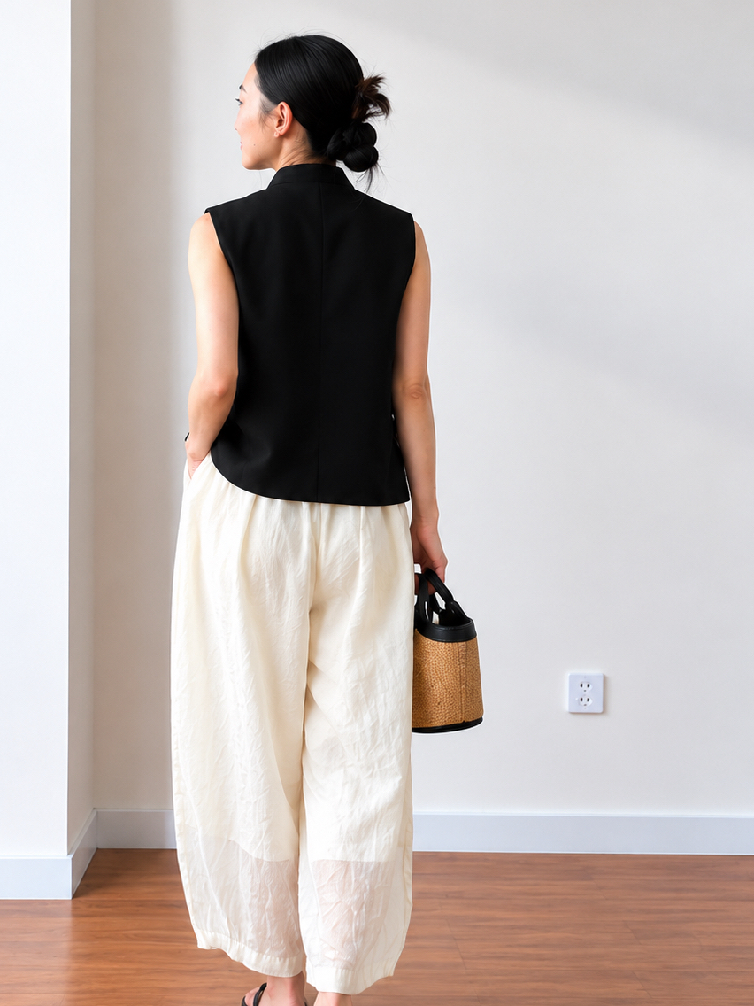 Jian Ken Relaxed Ramie Tapered Pants