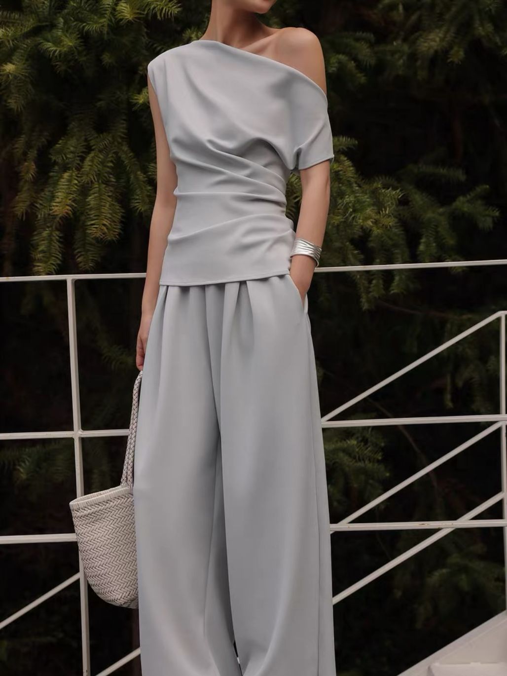 Layen One Shoulder Drape Top & Culottes (Sold seperately)