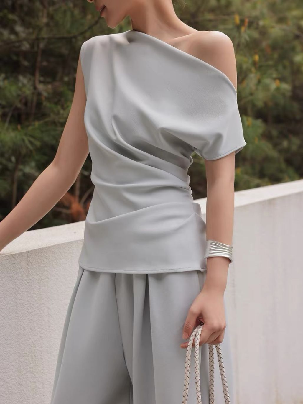 Layen One Shoulder Drape Top & Culottes (Sold seperately)