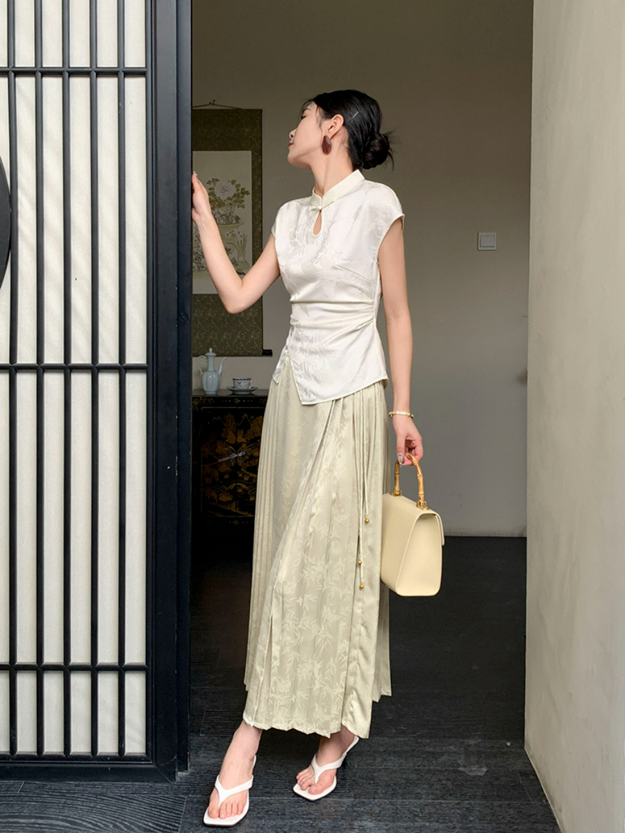 Ding Fang Cap Sleeve Oriental Top-The Black Bow-