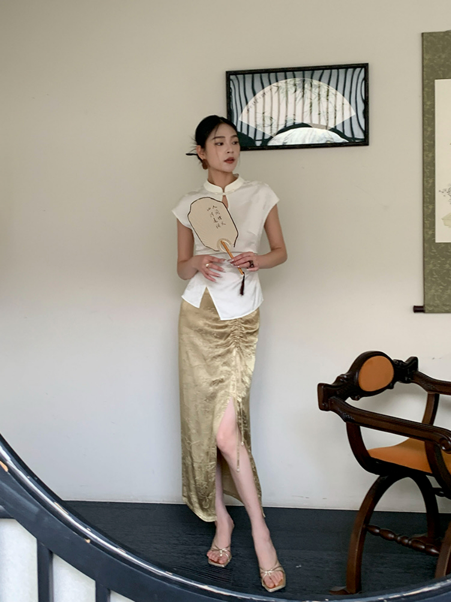 Ding Fang Cap Sleeve Oriental Top-The Black Bow-
