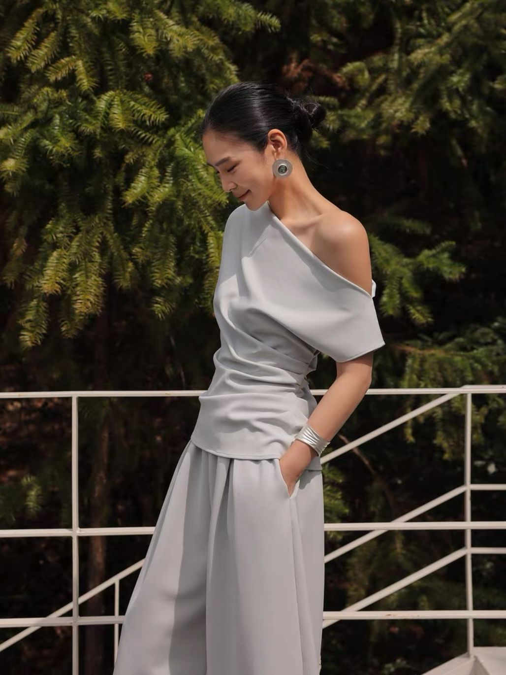 Layen One Shoulder Drape Top & Culottes (Sold seperately)