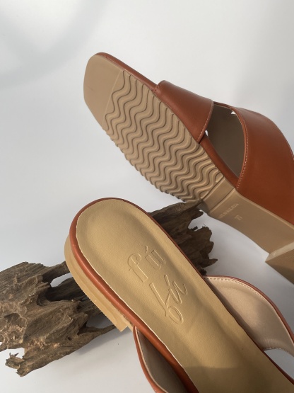 Louisé Geometric Sandal-Orange Brown-The Black Bow-