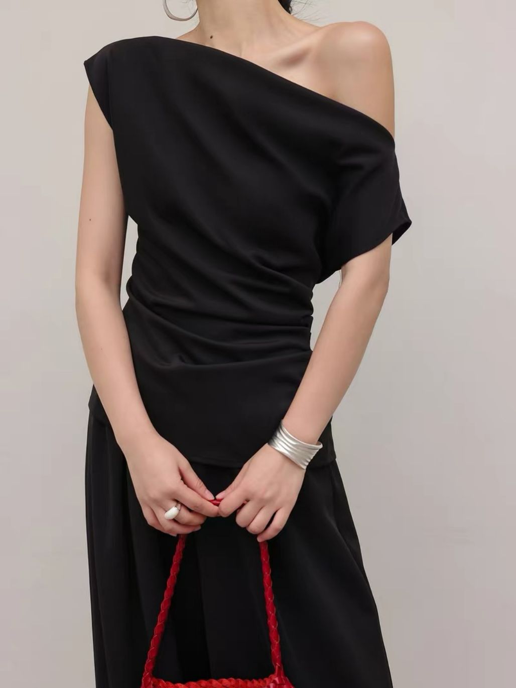 Layen One Shoulder Drape Top & Culottes (Sold seperately)