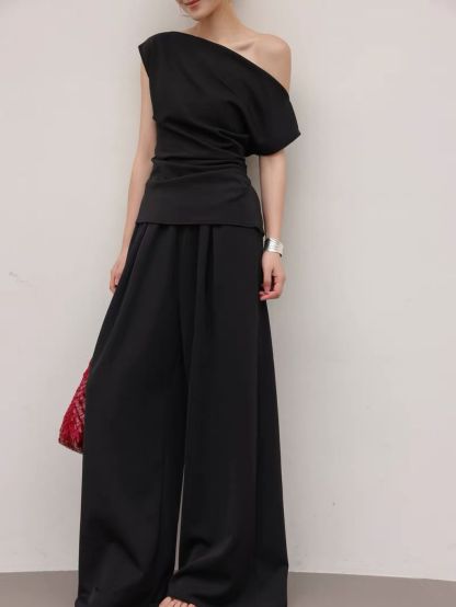 Layen One Shoulder Drape Top & Culottes (Sold seperately)