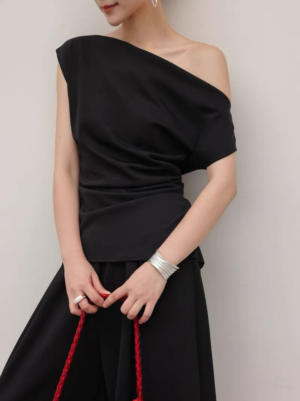 Layen One Shoulder Drape Top & Culottes (Sold seperately)