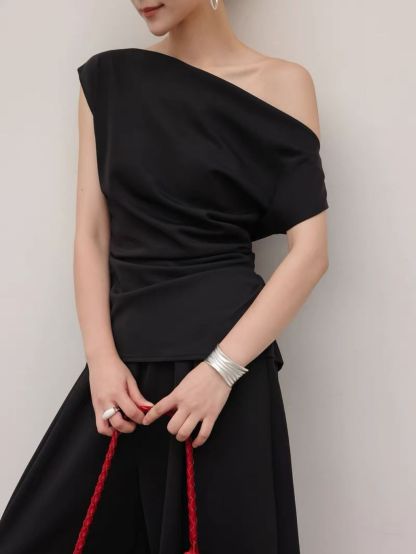 Layen One Shoulder Drape Top & Culottes (Sold seperately)
