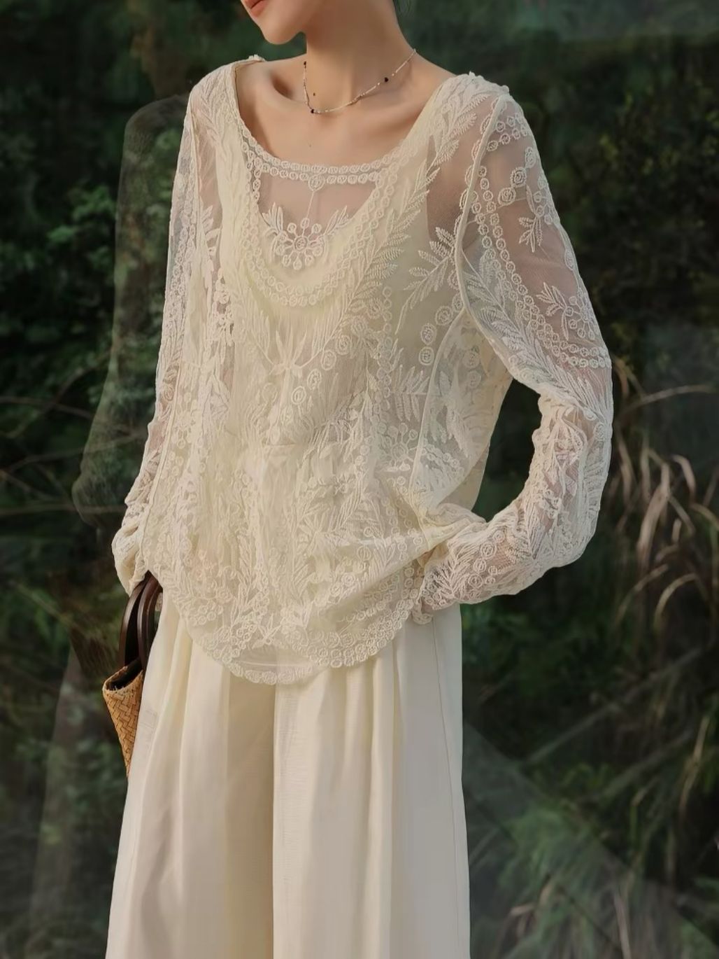 Lizbeth Graceful Embroided Sheer Top