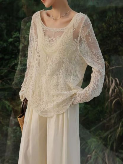 Lizbeth Graceful Embroided Sheer Top