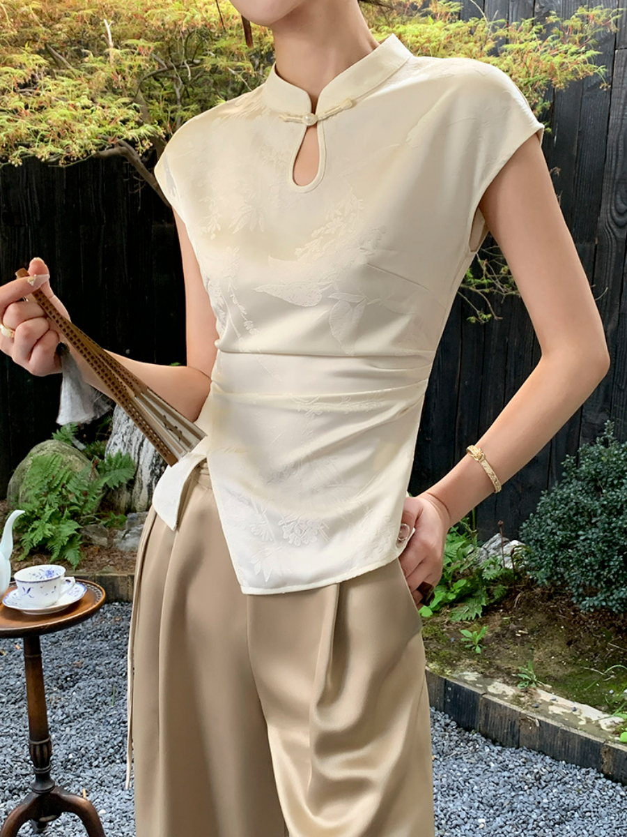 Ding Fang Cap Sleeve Oriental Top-The Black Bow-