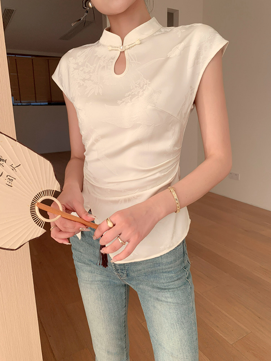 Ding Fang Cap Sleeve Oriental Top-The Black Bow-