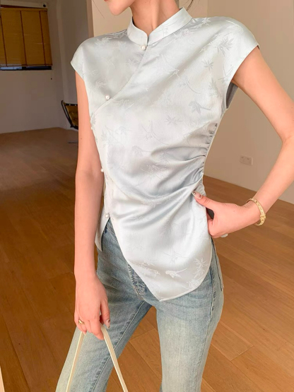 Cang Fen Asymmetric Oriental Top-The Black Bow-