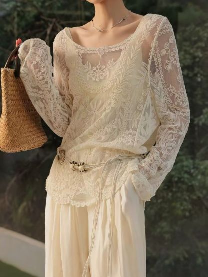 Lizbeth Graceful Embroided Sheer Top