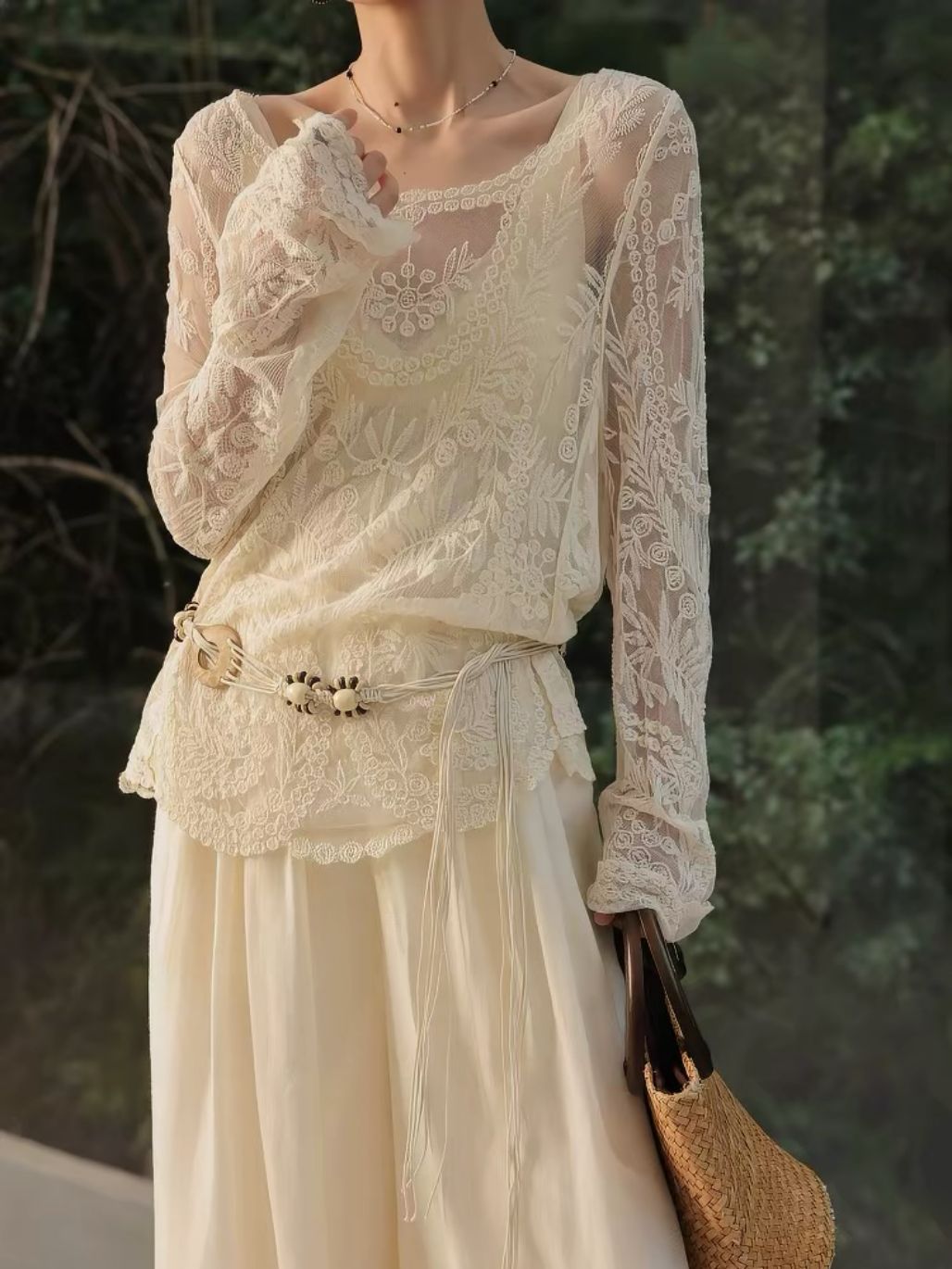 Lizbeth Graceful Embroided Sheer Top
