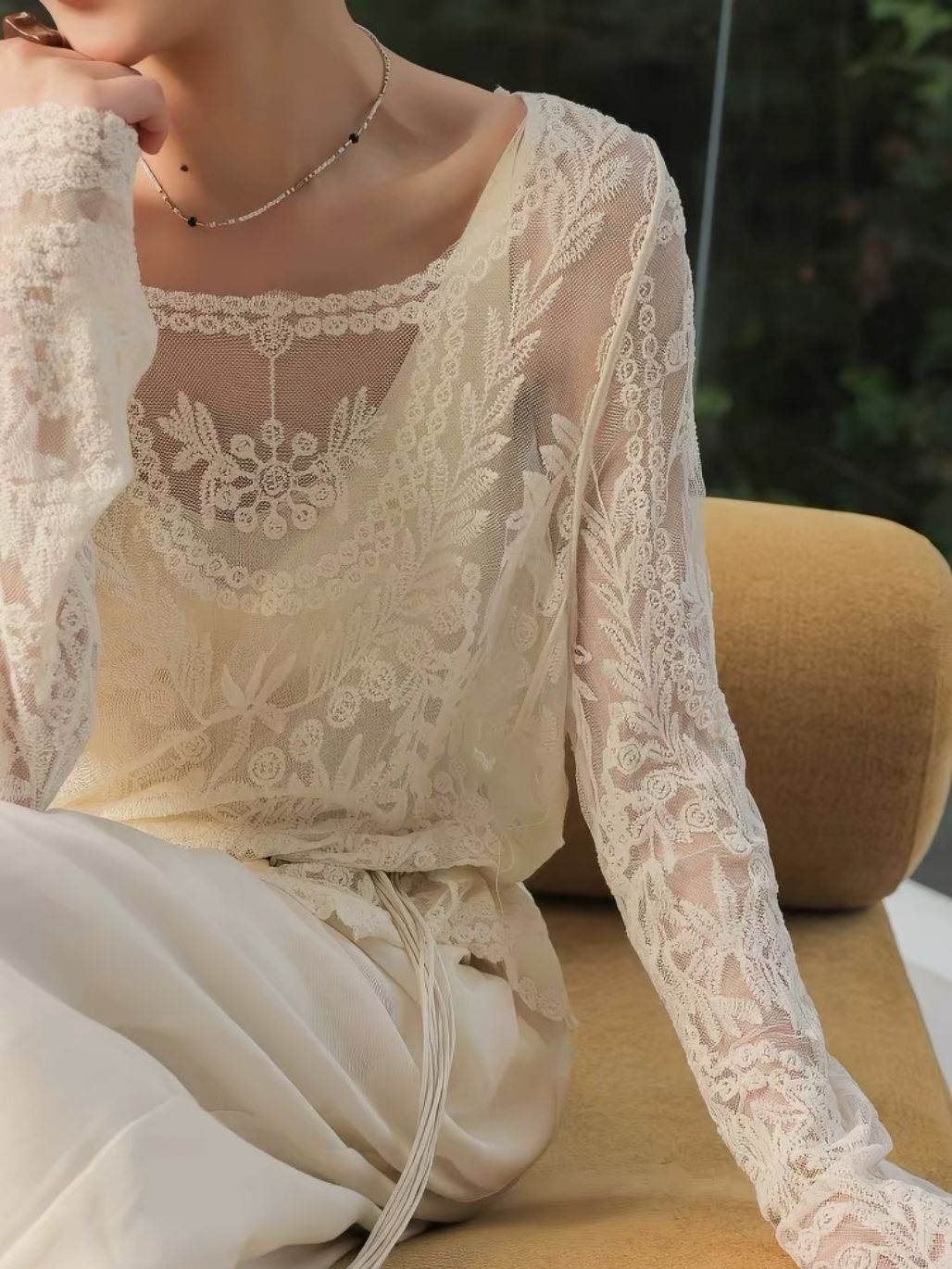 Lizbeth Graceful Embroided Sheer Top
