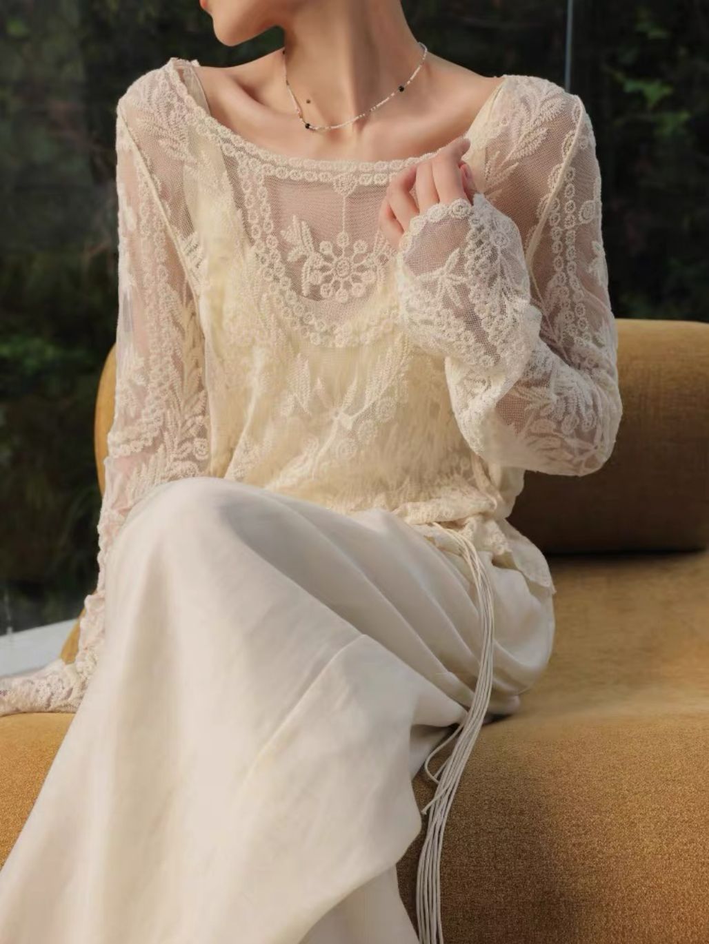Lizbeth Graceful Embroided Sheer Top
