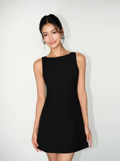 Meyl OL Mini Dress with Fake Pocket-The Black Bow-