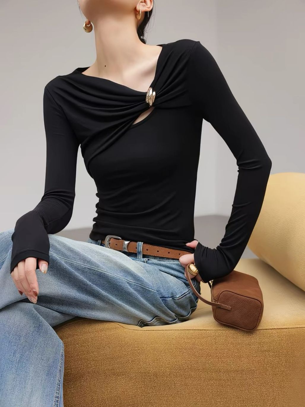 Linaly Lyocell Blend Hardware Detail Top