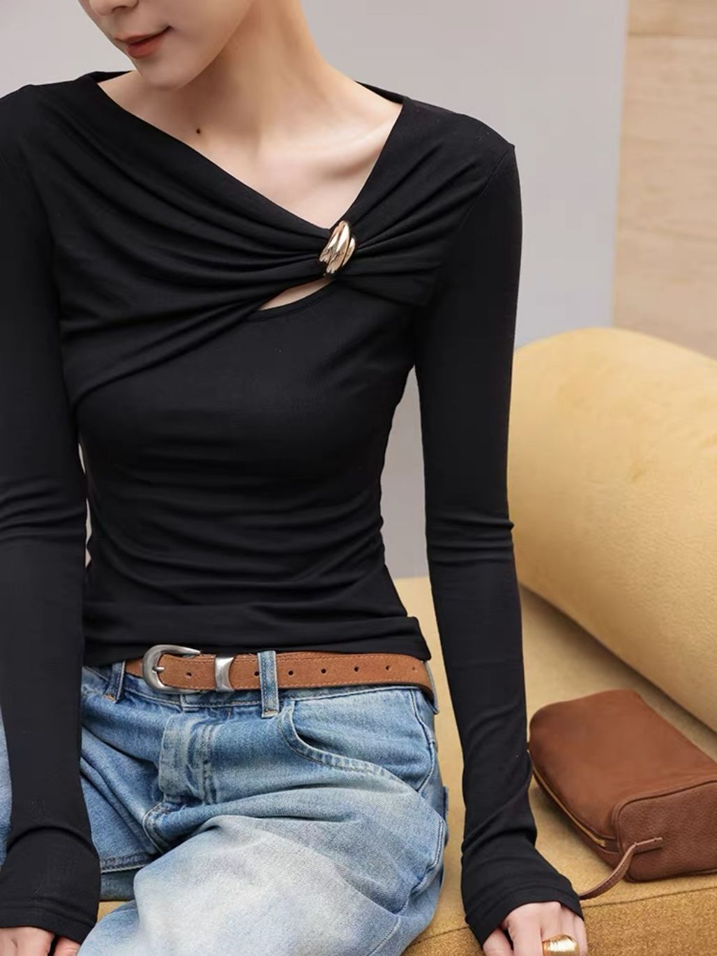 Linaly Lyocell Blend Hardware Detail Top