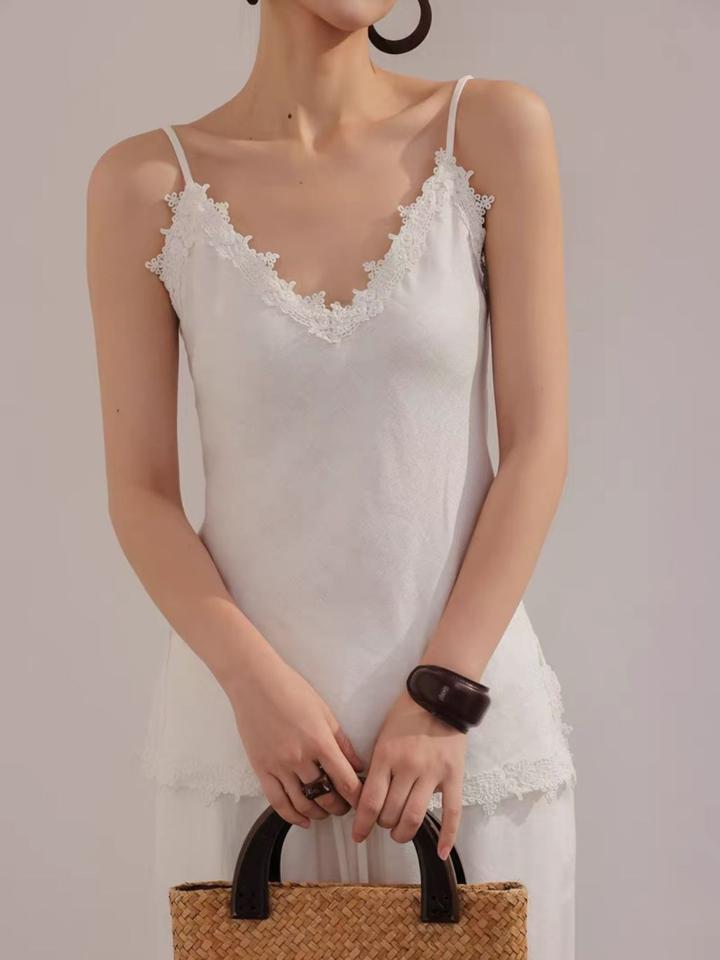 Louie Relaxed Luxry Linen Lacey Trim Top & Pants (Sold Seperately)