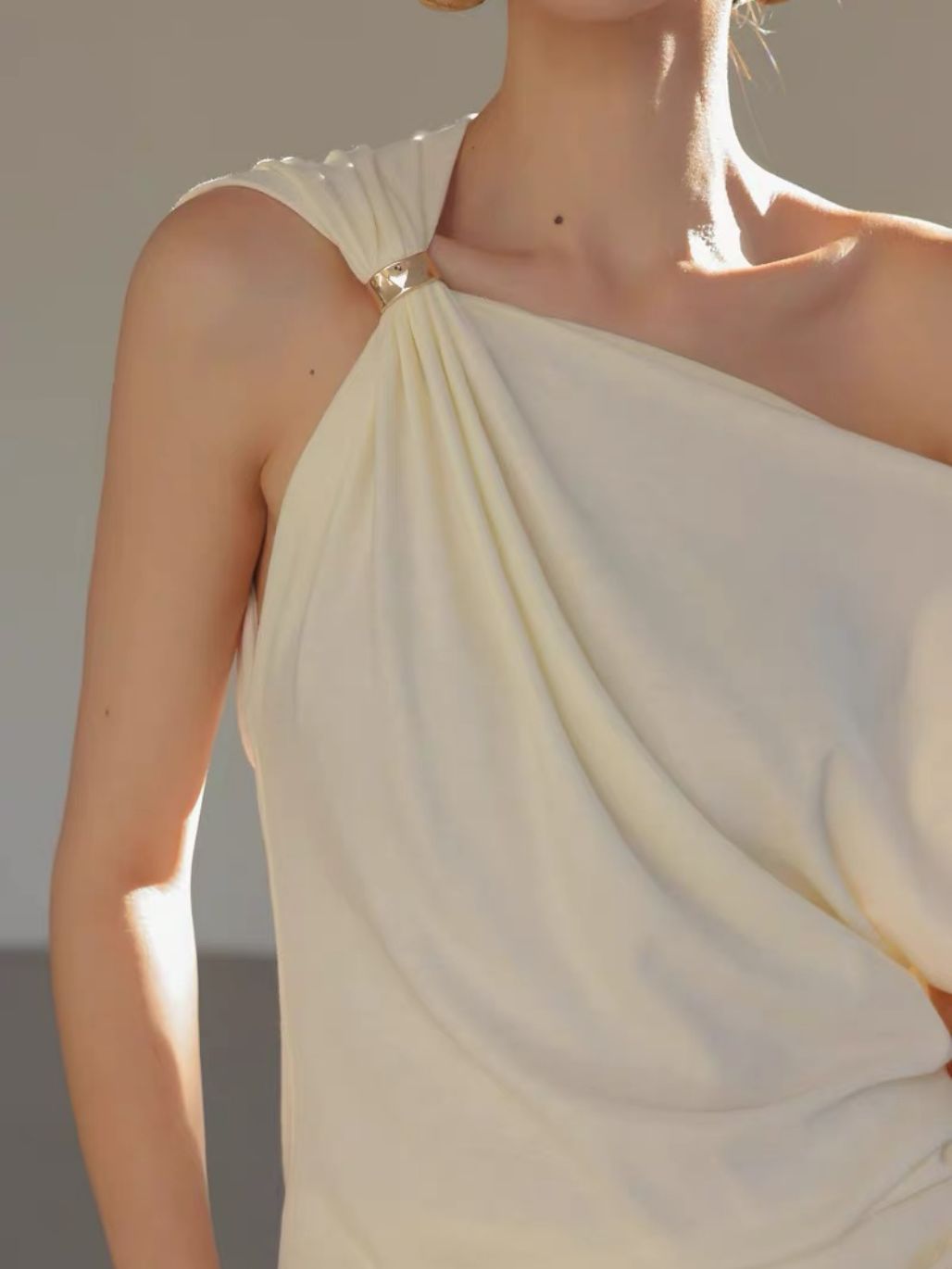 Lewia Modal Cotton Blend Aysmmetric Shoulder Top