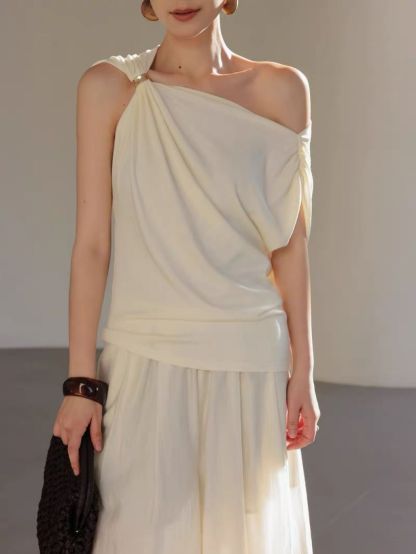 Lewia Modal Cotton Blend Aysmmetric Shoulder Top